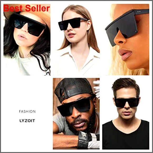 Oversized Square Sunglasses UV400 Protection Flat Top Fashion Shield main image 5